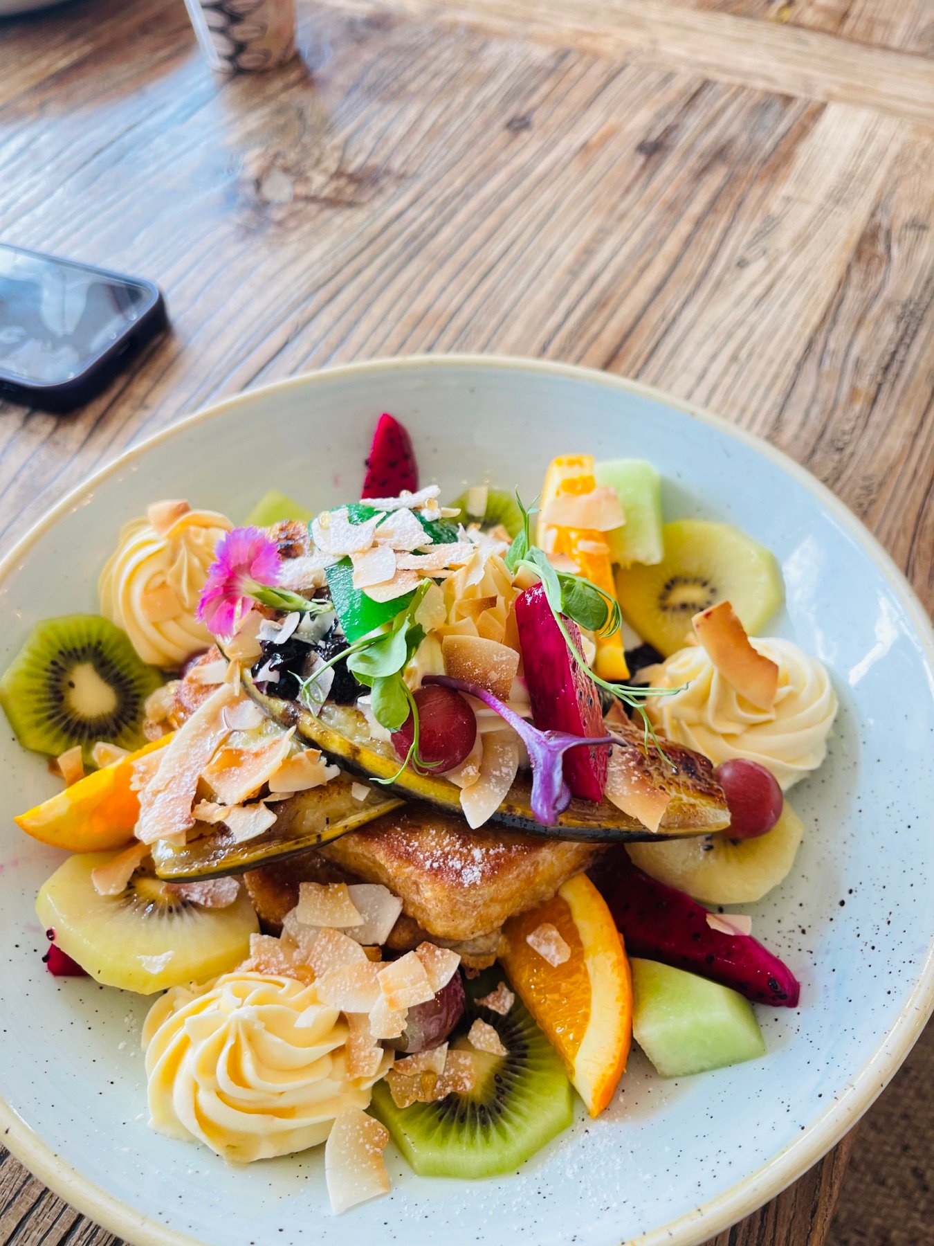 Colourful French toast with fruit